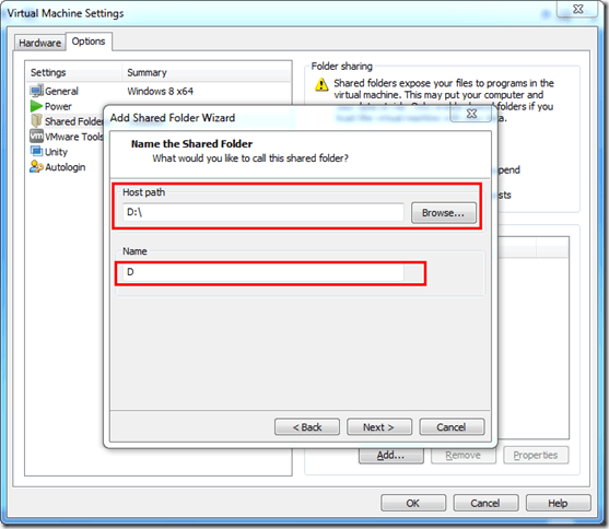 Sharing Host folder with VMWare Player